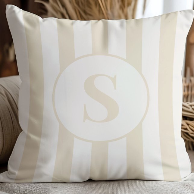 Stripe Beige Benvita Anpassadet Dekorativ kudde (Skapare uppladdad)