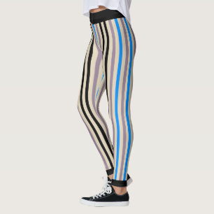 Stripe Black Grått Blue (anpassningsbar) Leggings