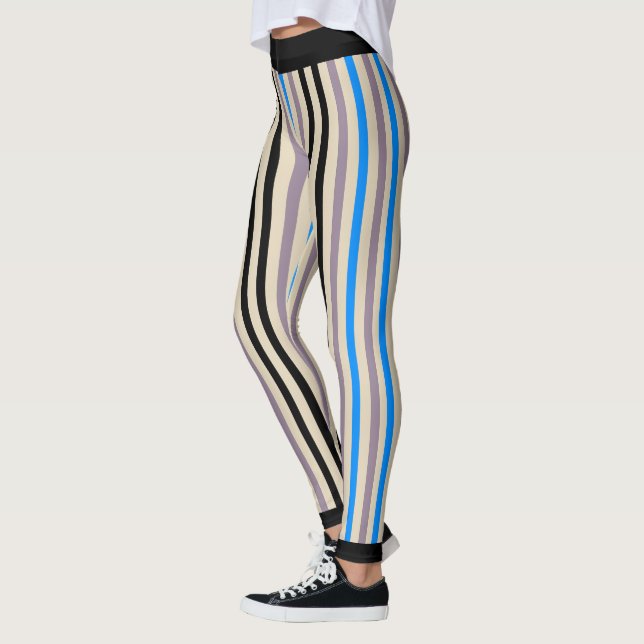 Stripe Black Grått Blue (anpassningsbar) Leggings (Vänster)