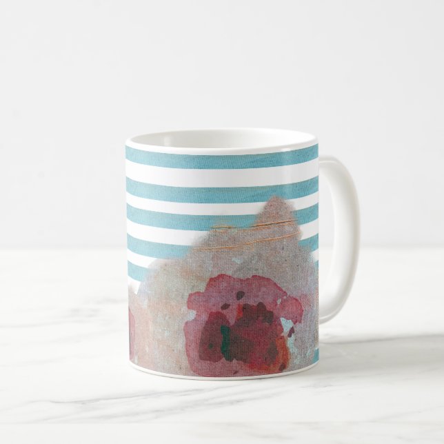 Stripe Boho Chic Blommönster | Kaffe Mugg (Framsida höger)