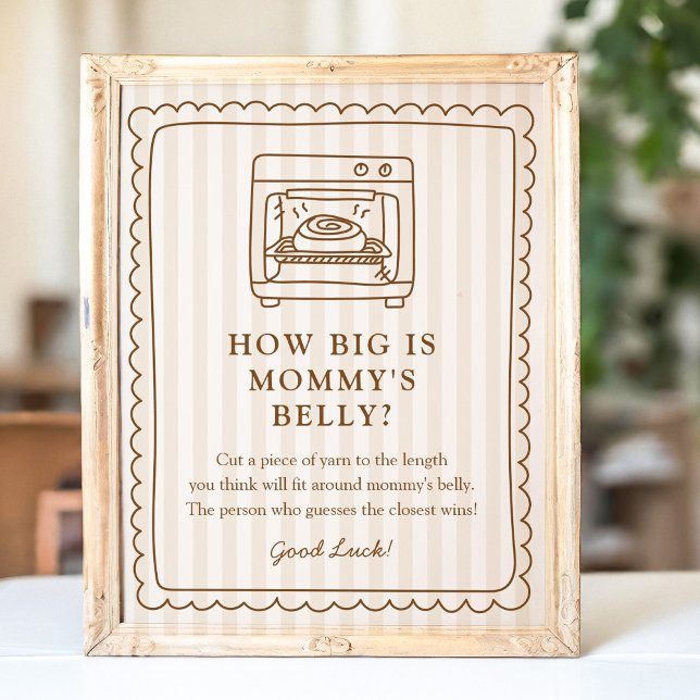 Stripe Bun in the Oven Baby Shower Belly Sign Poster (Skapare uppladdad)