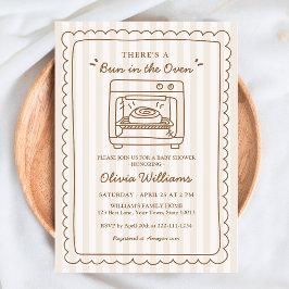 Stripe Bun in the Oven Baby Shower Invitation Inbjudningar