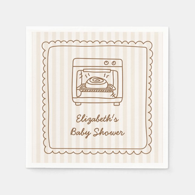 Stripe Bun in the Oven Baby Shower Napkin Pappersservett (Framsidan)