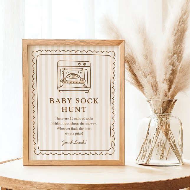 Stripe Bun in the Oven Baby Sock Hunt Sign Poster (Skapare uppladdad)
