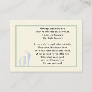 Stripe Bunny Baby Shower Bok Dikt - infoga kort