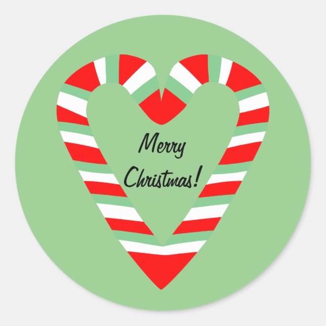 Stripe Candy cane Heart Runt Klistermärke (Framsida)