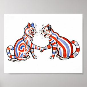 Stripe Cats, Louis Wain Poster