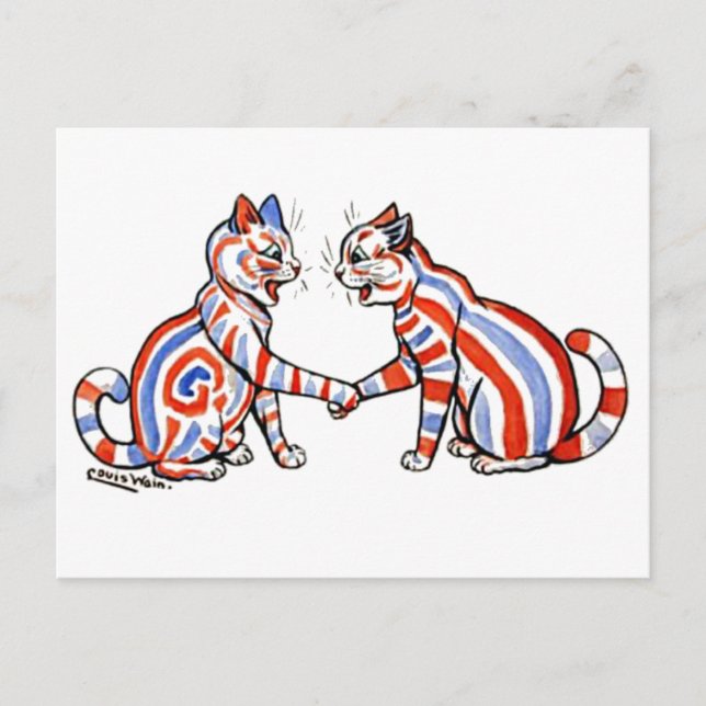 Stripe Cats, Louis Wain Vykort (Framsida)