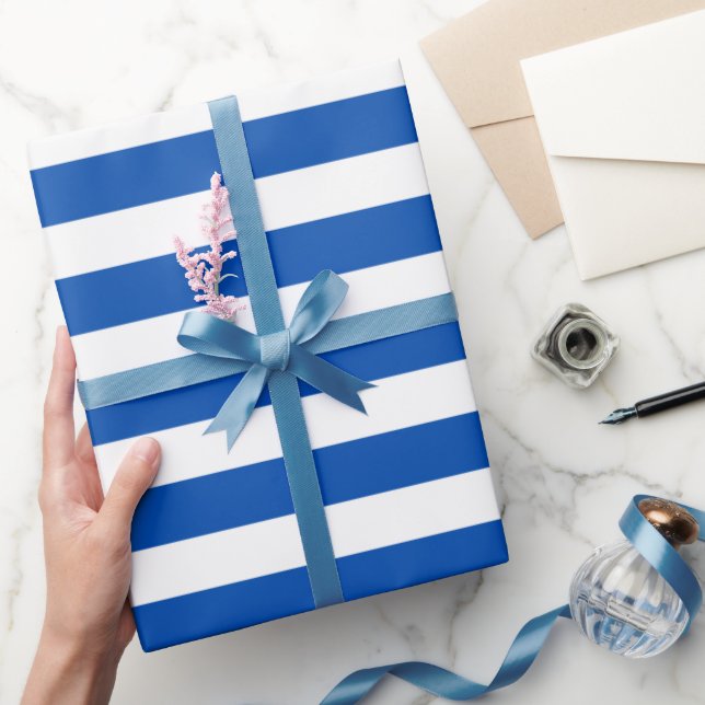 Stripe Cobalt Blue Färg Presentpapper (Gifting)