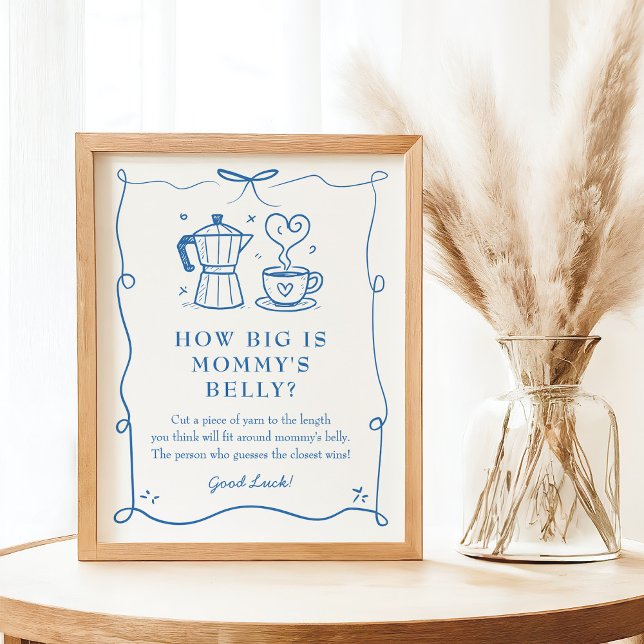 Stripe Coffee Baby Shower Belly Sign Poster (Skapare uppladdad)