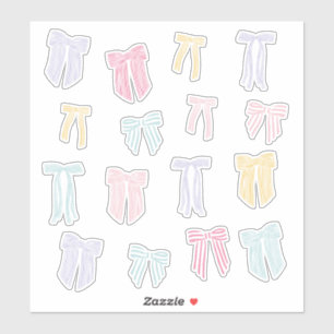 Stripe Coquette Bows mynta rosa gult lilax Klistermärken