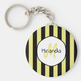 Stripe Cucumber Beetle Mönster Namn och Monogram Nyckelring