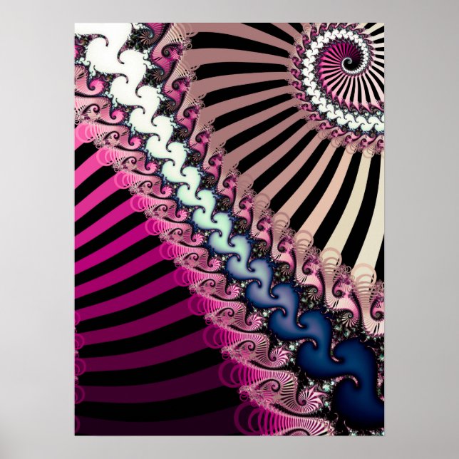 Stripe Fractal Mönster Poster (Framsidan)