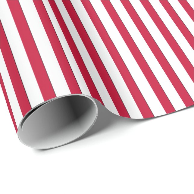 Stripe Gift Wrapping Papper-Red-White 07 Presentpapper (Rullad Hörn)