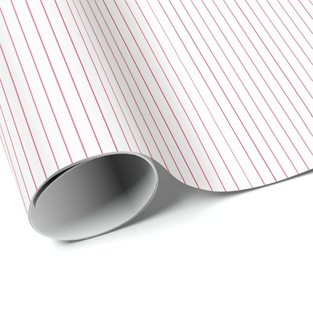 Stripe Gift Wrapping Papper-Red-White 09 Presentpapper (Rullad Hörn)