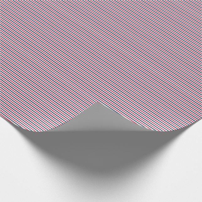 Stripe Gift Wrapping Papper-Red-White-Blue-06 Presentpapper (Hörn)