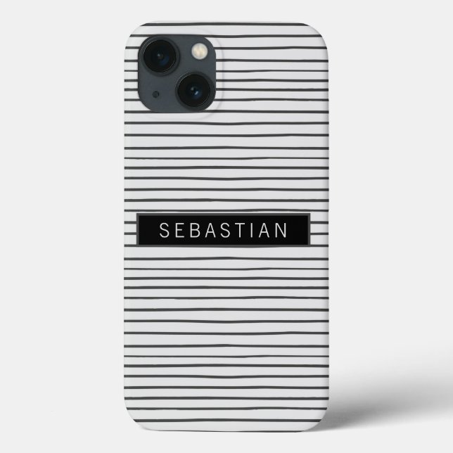 Stripe Grått White Mönster Personlig (Baksida)