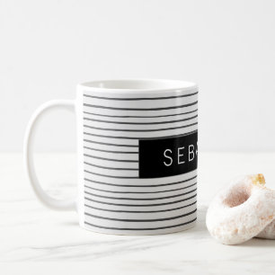 Stripe Grått White Mönster Personlig Kaffemugg