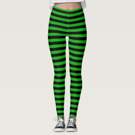 Stripe-Grönt och Black Halloween Wicked Witch Leggings