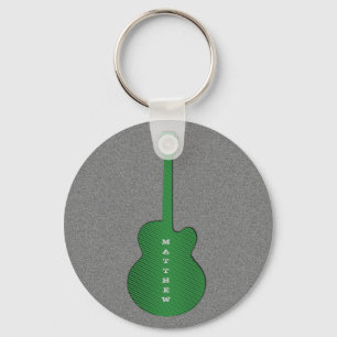 Stripe Guitar Keychain, Grönt Nyckelring