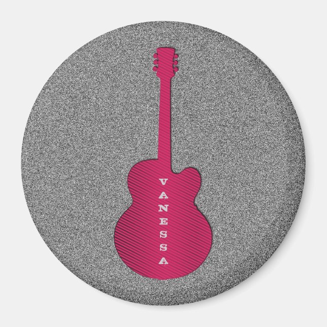 Stripe Guitar Magnet, Shock rosa Magnet (Framsidan)