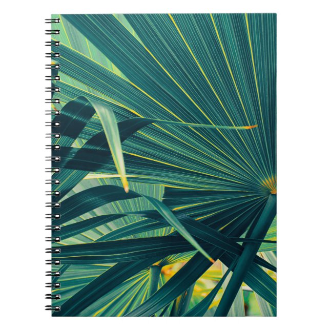 Stripe Handflatan Löv Toned Struktur Anteckningsbok (Framsidan)