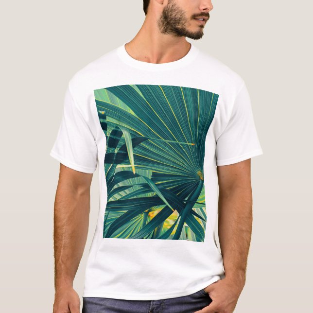 Stripe Handflatan Löv Toned Struktur T Shirt (Framsida)