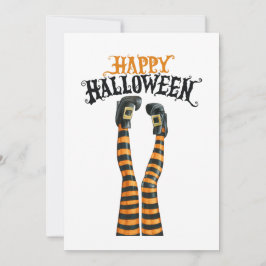 Stripe Häxa Ben Strumpbyxor Strumpa Glad Halloween Julkort