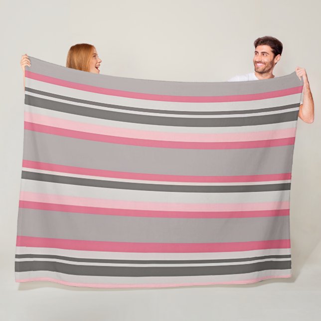 Stripe Hues of Rosa and Grått Fleecefilt (På plats)