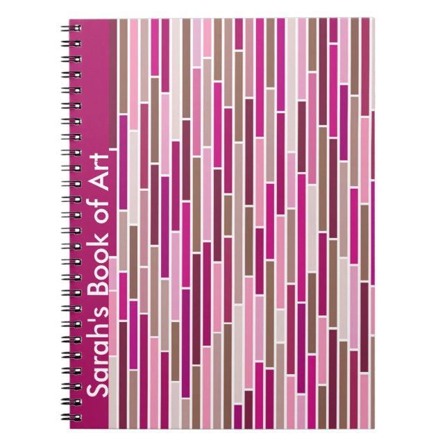 Stripe i Rosa bärbar dator Anteckningsbok Med Spiral (Framsidan)