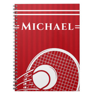 Stripe Intense Red Tennis Racket & Boll Elegant Anteckningsbok
