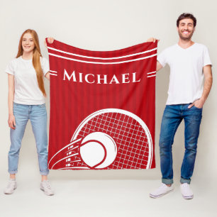Stripe Intense Red Tennis Racket & Boll Elegant Fleecefilt