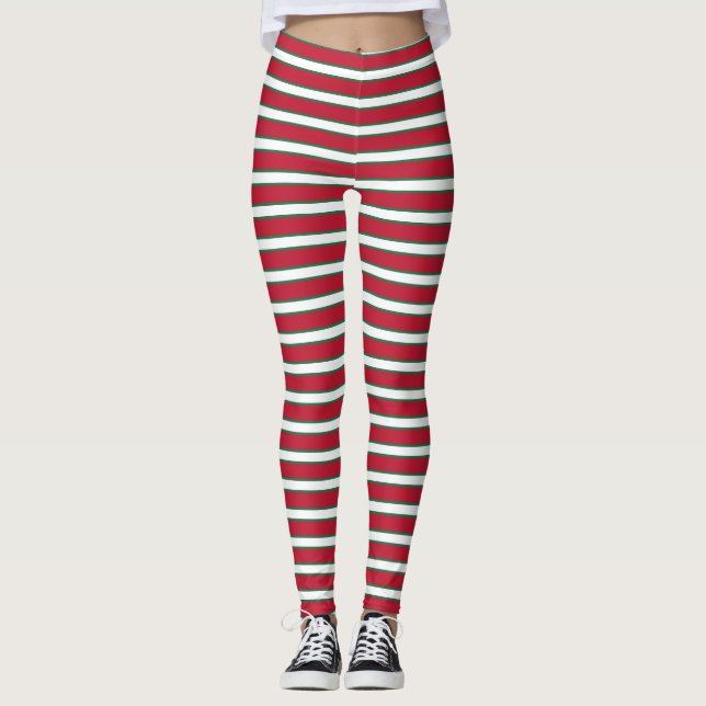 Stripe jul Elf Leggings (Framsida)