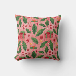 Stripe jul Holly Red Dekorativ kudde