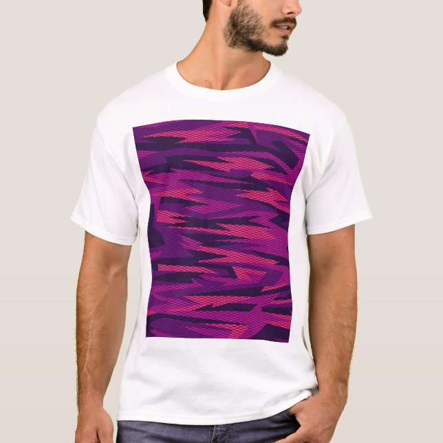 Stripe-kamouflage: Abstrakt Geometric Mönster T Shirt (Framsida)