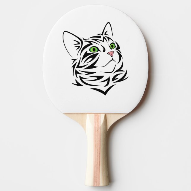 Stripe Kattunge med Grönt Ögon Pingisracket (Framsidan)