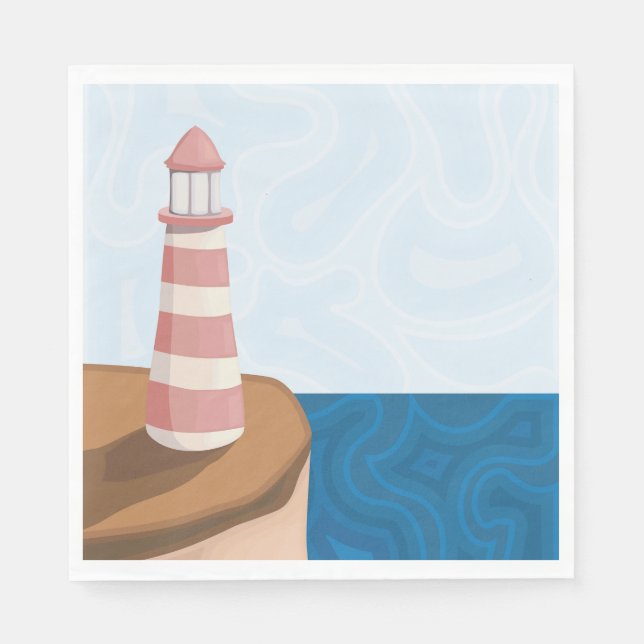 Stripe Lighthouse Ligcape Napkins Pappersservett (Framsidan)