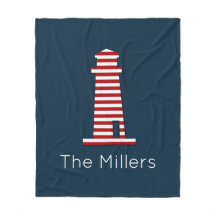 Stripe Lighthouse Nautical Rött vitt blått NAMN