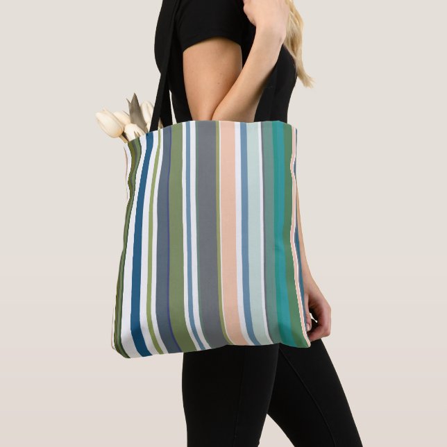 Stripe Livsmedel Shopping Tote Bag Tygkasse (Närbild)