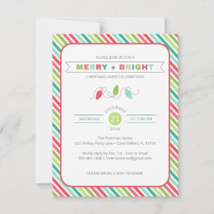 Stripe Merry + Bright Jul-inbjudan Inbjudningar