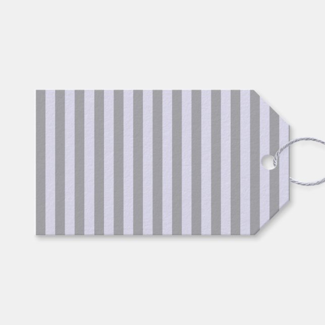 Stripe mönster i grått och lavender presentetikett (Framsidan (Horisontell))