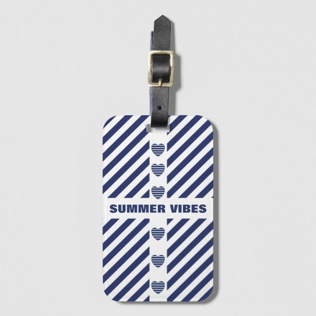 Stripe Mönster och Namn Bagagebricka (Framsida vertikal)
