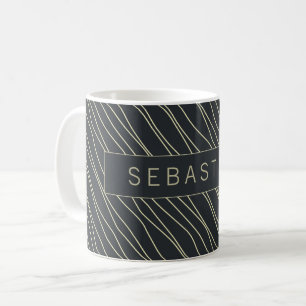 Stripe Mörk blått Mönster-Personligen Kaffemugg