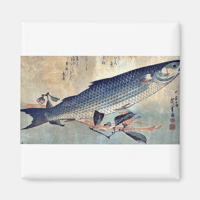 Stripe mullet Bora by Ando, Hiroshige Ukiyoe Magnet (Framsidan)