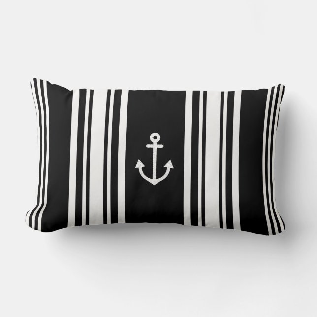 Stripe Nautical Black Dekorativ kudde (Framsida)
