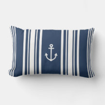Stripe Nautical Navy Dekorativ kudde
