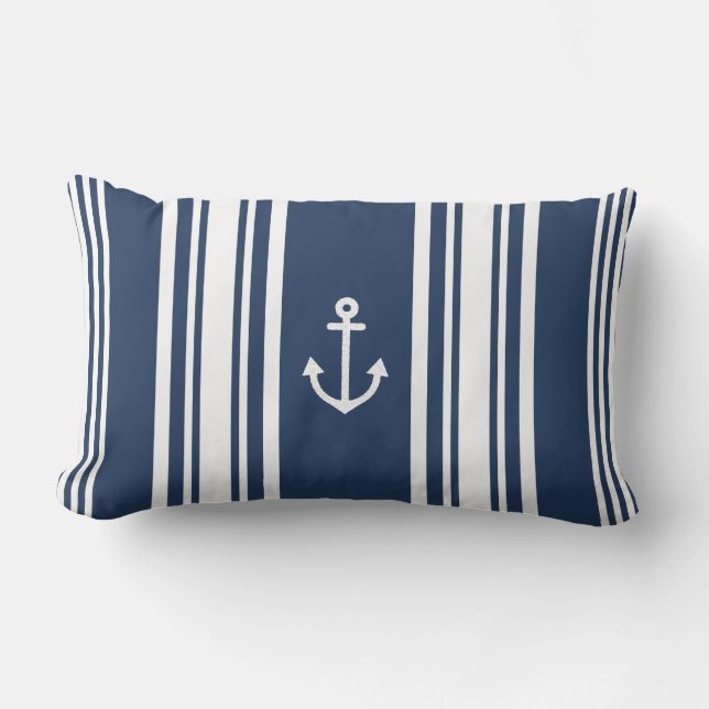 Stripe Nautical Navy Dekorativ kudde (Framsida)