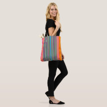 Stripe-Orange/Rosa /Aqua > Färgigt Tote Bag