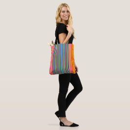 Stripe-Orange/Rosa /Aqua > Färgigt Tote Bag Tygkasse