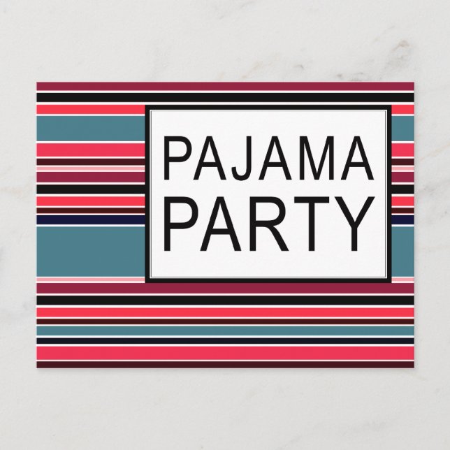 stripe Pajama party Inbjudan Vykort (Framsida)